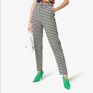 Balenciaga Vichy Gingham High-Rise Wool Trousers